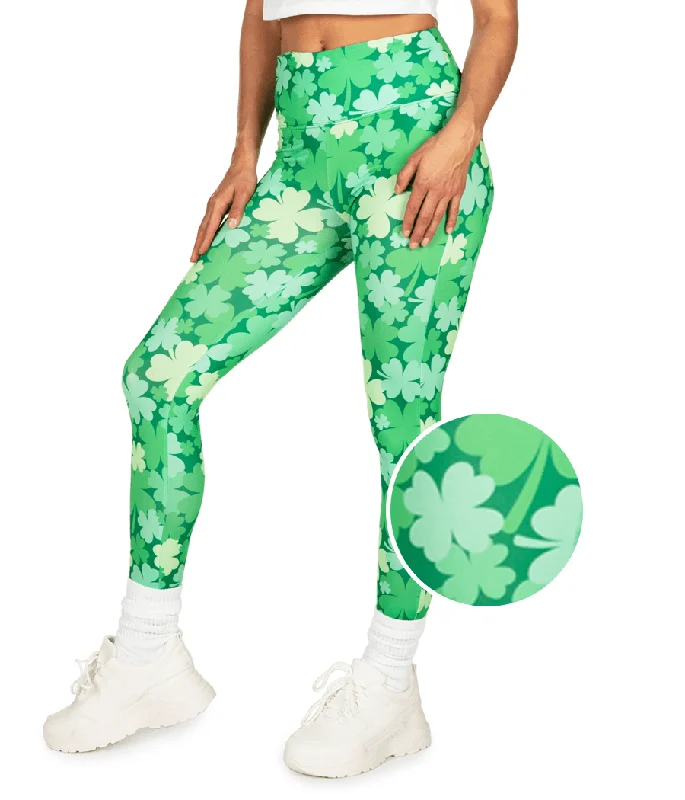 Clover Field High Waisted Leggings Trendy Adjustable Waist Leggings