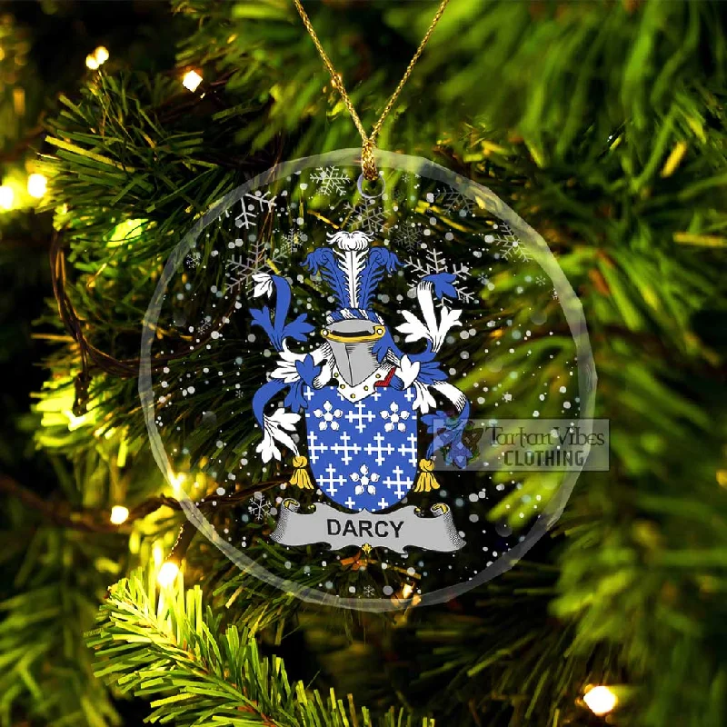 Darcy Irish Clan Christmas Glass Ornament with Coat of Arms Jersey Tulle Batik
