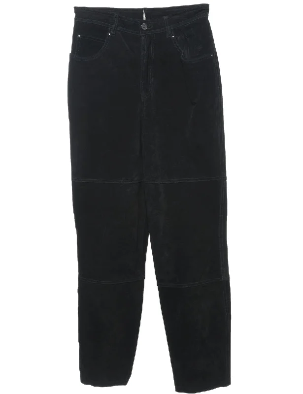 Black Suede Tapered Trousers - W28 L31 Trousers stylish modern