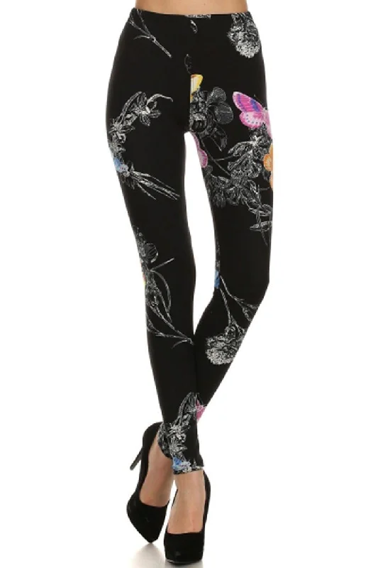 Vibrant Butterfly Design Leggings Trendy Mesh Leggings