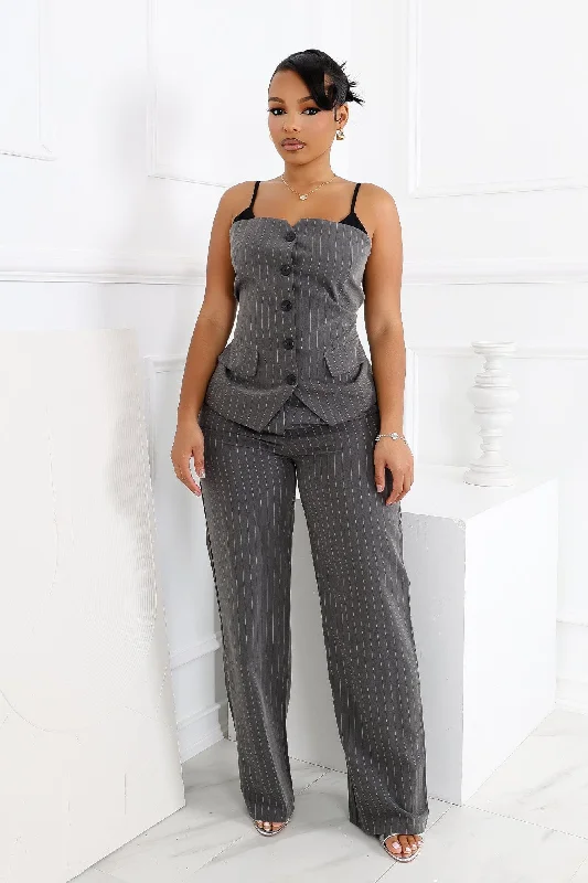 Camilia Pin Stripe Woven Tailored Trousers Trousers Summer Linen