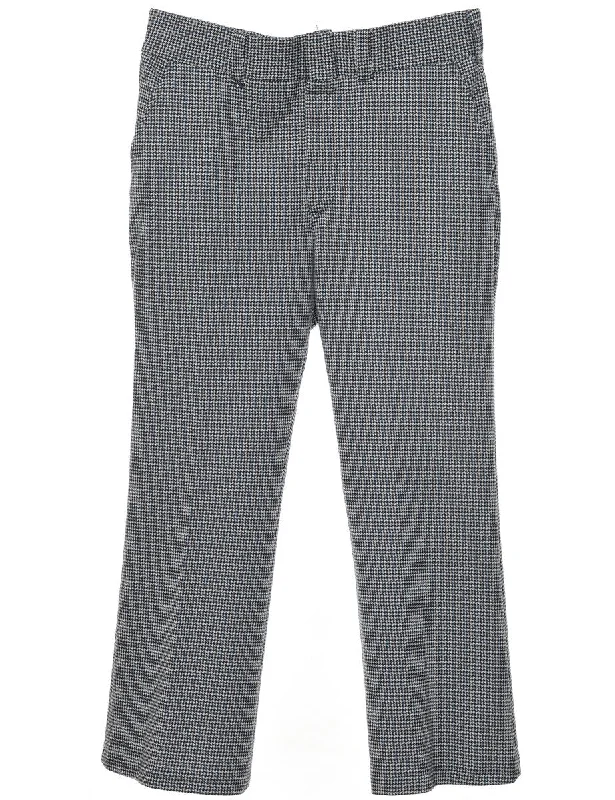 1970s Black & White Straight-Fit Trousers - W33 L28 Trousers New Arrival