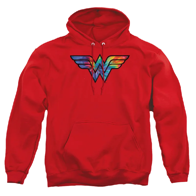 Wonder Woman Wonder Woman Tie Dye Logo - Pullover Hoodie Ruffle Neck Pullover