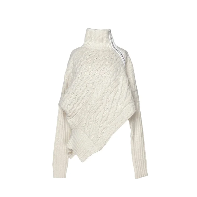 Women Sweater Asymmetry Plus Size Black White Pullover Sweaters Irregular Casual Vintage Knitting Pullover Top 2022 Long Bell Sleeve