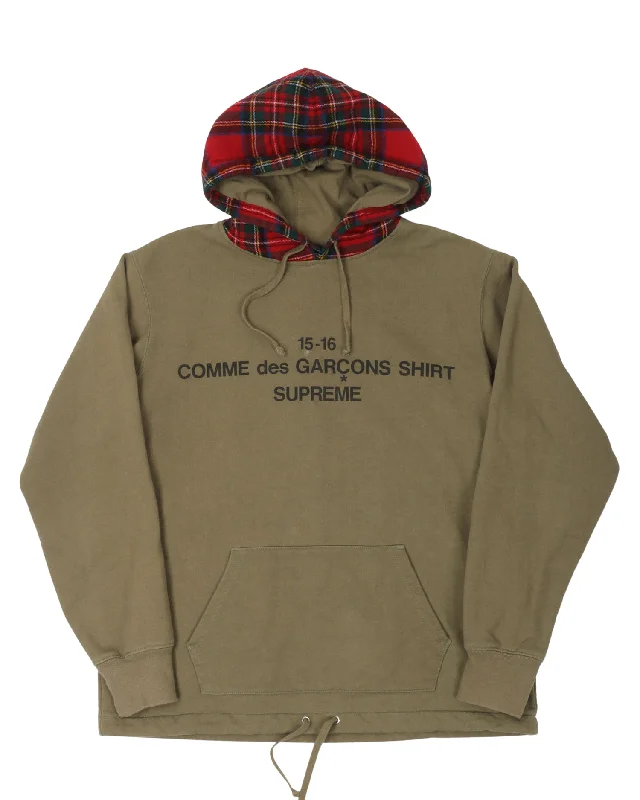 Comme Des Garcons Plaid Hoodie Hoodie with Zipper Versatile Modern