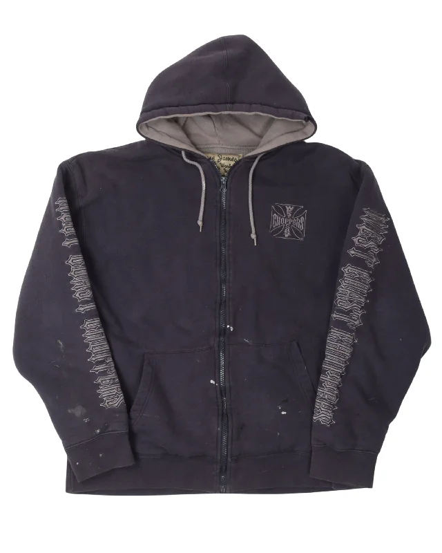 West Coast Choppers Thermal Zip-Up Hoodie Hoodie with Zipper Placket Modern Functional