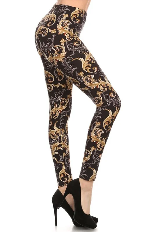 Baroque Me Again Design Print Leggings Cozy Ribbed Leggings
