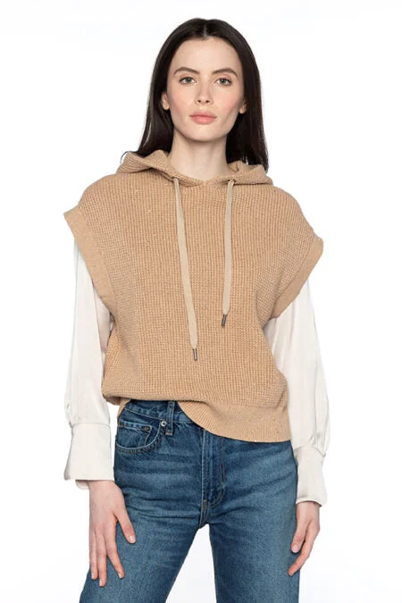 Kinross Cashmere Thermal Sequin Pullover Hoodie Honey Neck Pullover