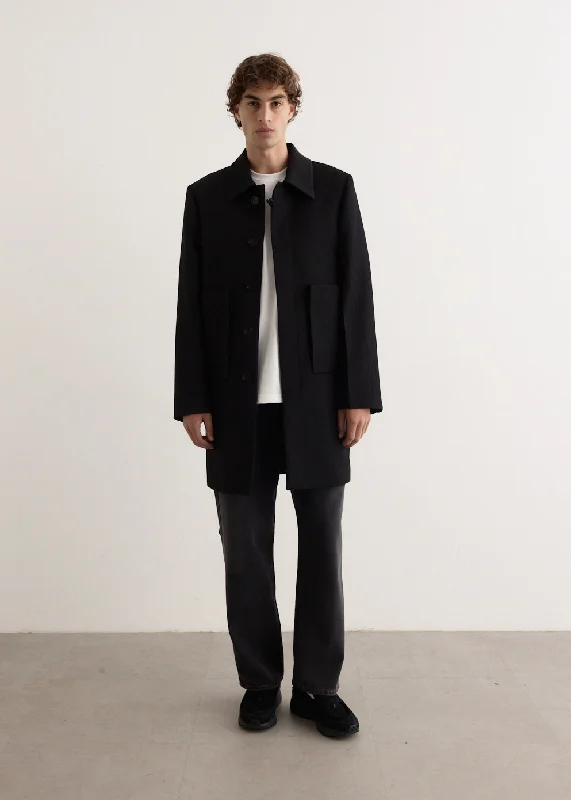 Fancy Coat Front Pockets Side Pockets Patch Pockets