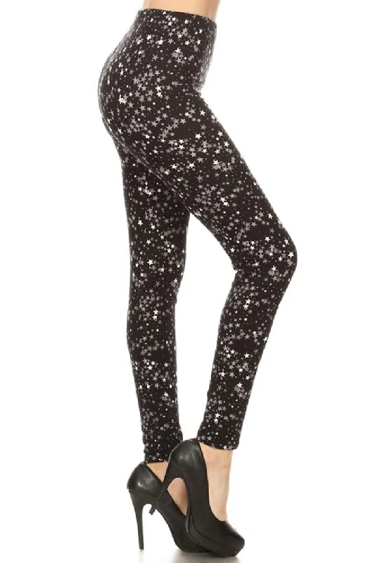 Black Stars Design Leggings Stylish Sweatproof Leggings