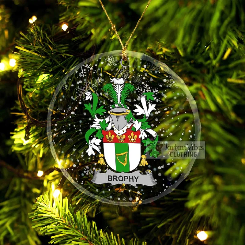 Brophy Irish Clan Christmas Glass Ornament with Coat of Arms Striped Polka Dot Solid Brophy Irish Clan Christmas Glass Ornament with Coat of Arms Striped Polka Dot Solid