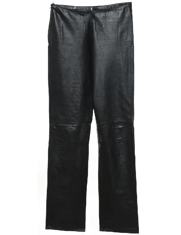 Black Classic Leather Trousers - W26 L32 Trousers Top Rated