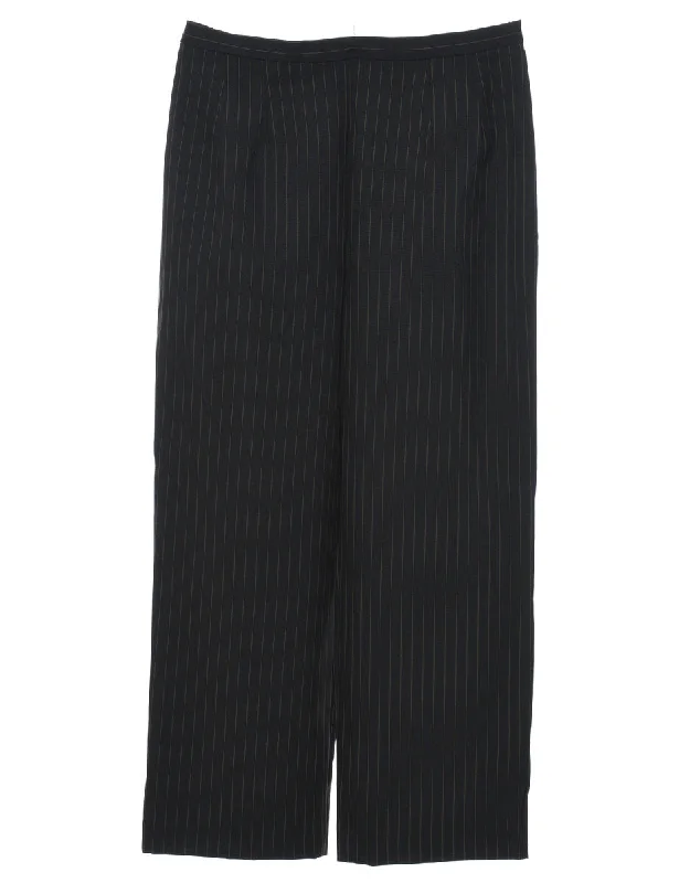 Black Pinstriped Trousers - W30 L27 Trousers Leisure Comfortable