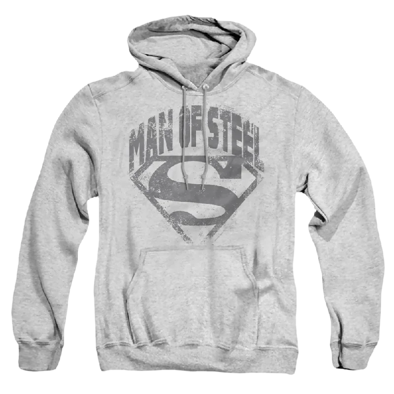Superman Man Of Steel Shield - Pullover Hoodie Bishop Sleeve Elegant