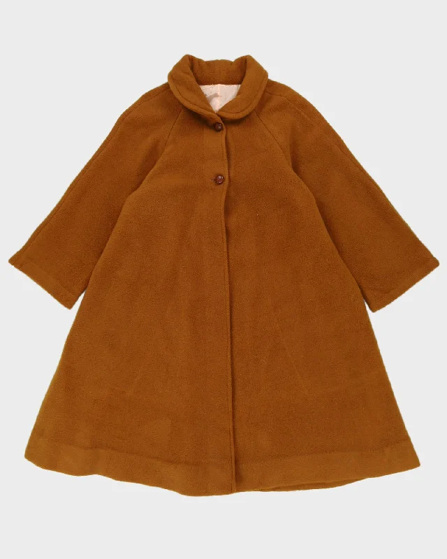 Mustard Yellow Fleece Swing Coat - M Houndstooth Coat Plaid Coat Tartan Coat