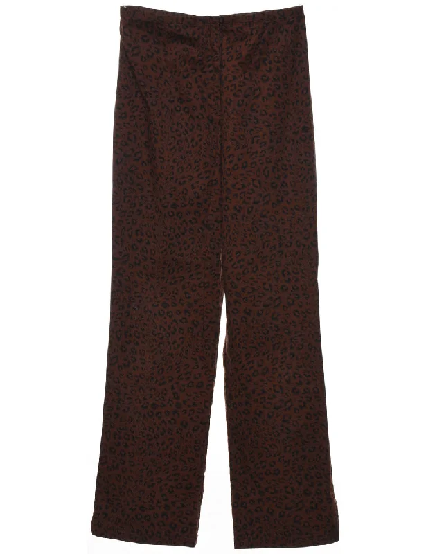 Black & Brown Leopard Print Casual Trousers - W28 L30 Trousers Chinos Classic