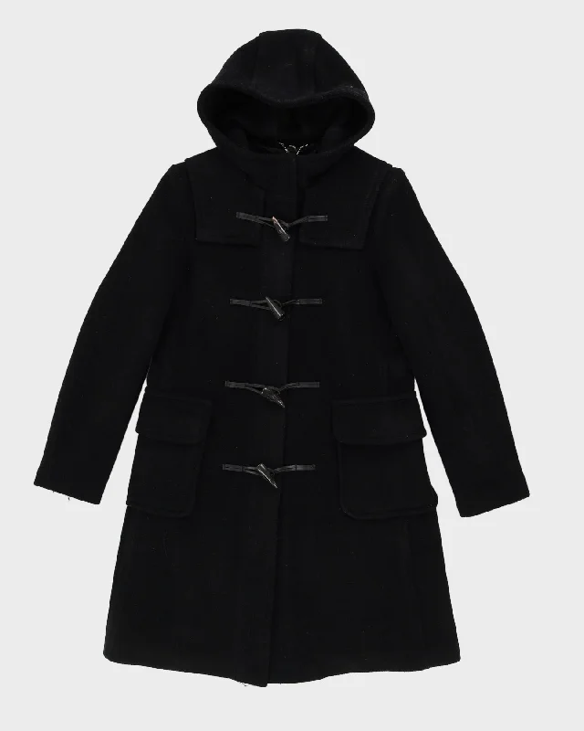 Burberry London Black Duffel Coat - S Denim Leather Suede