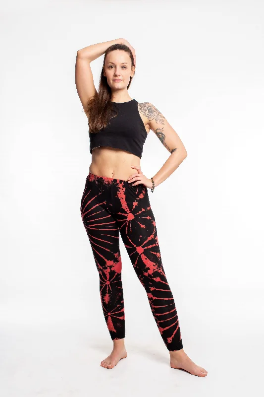 Womens Tie Dye Yoga Leggings in Brick Elegant Black Leggings