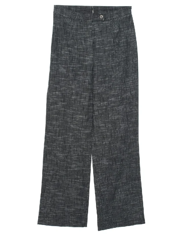 Black Checked Trousers - W26 L29 Trousers Fall Fleece