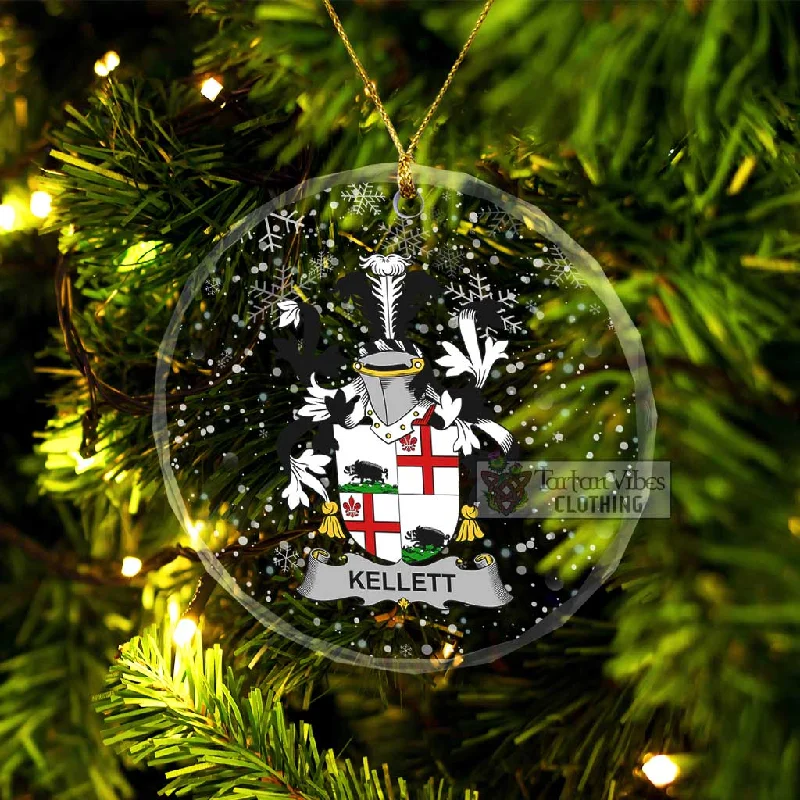 Kellett Irish Clan Christmas Glass Ornament with Coat of Arms Chenille Brocade Lace