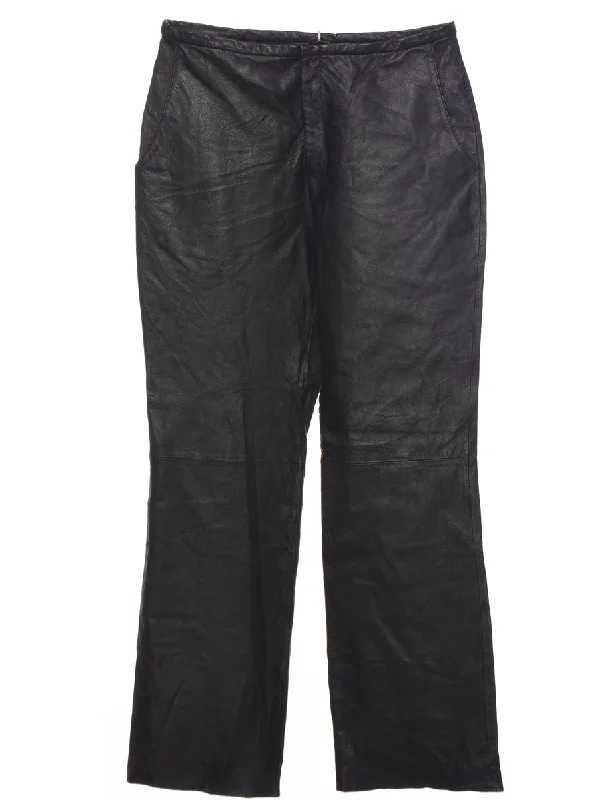 Black Leather Trousers - W31 L31 Trousers Running Lightweight