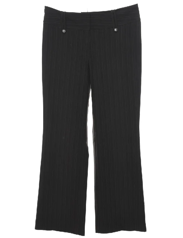 Black Plain Striped Trousers - W36 L32 Trousers Seasonal Trendy