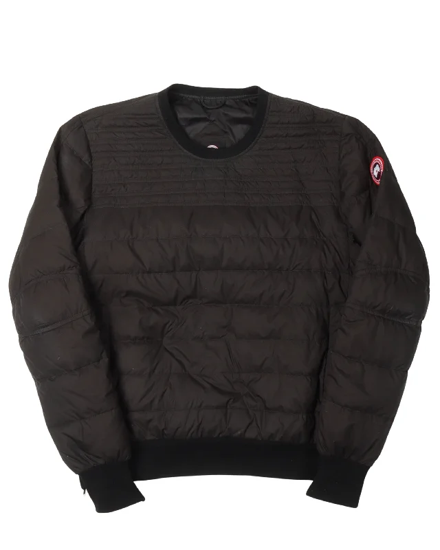 Albany Quilted Down Sweatshirt Hoodie with Ribbed Hem Stretchable Secure