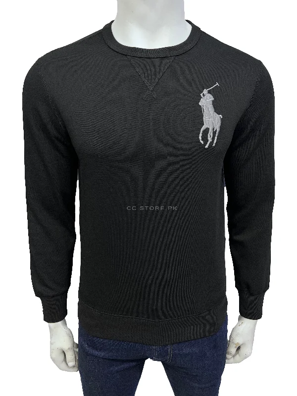 RL Big Pony Black Sweatshirt Hoodie with Logo Branding Identity