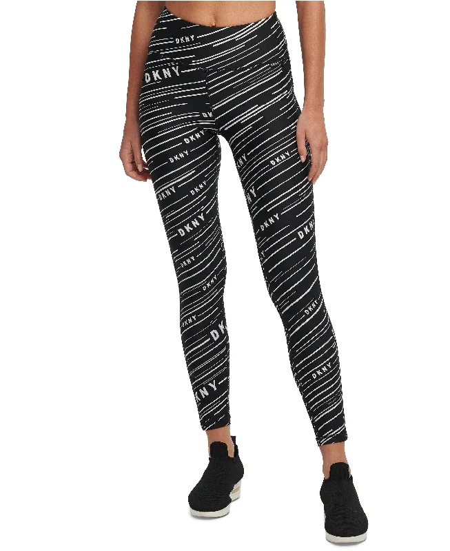 DKNY Women's Printed High-Waist Leggings, Black, XS Trendy Faux Suede Leggings