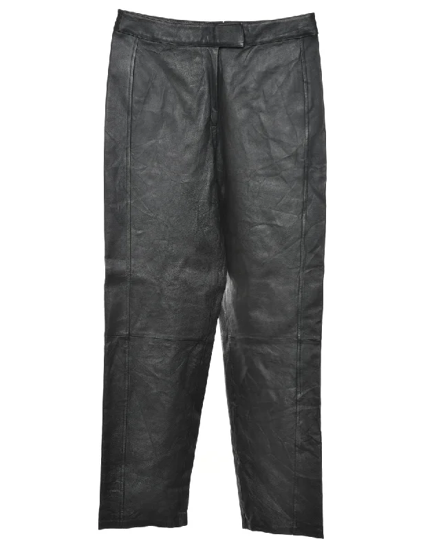 100% Leather Black Classic Trousers - W30 L31 Trousers Vintage Classic