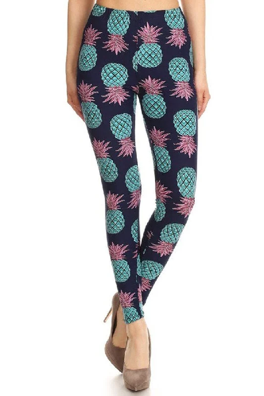 Underwater Pineapple Design Leggings Stylish Patterned Active Leggings