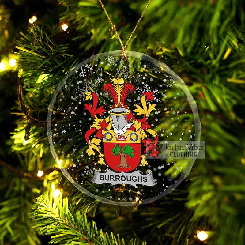 Burroughs Irish Clan Christmas Glass Ornament with Coat of Arms Blouse Shirt Tunic
