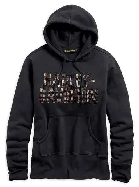 Harley-Davidson® Women's Studded Graphic Pullover Hoodie - 96352-19VW Cowl Neck Pullover Harley-Davidson® Women's Studded Graphic Pullover Hoodie - 96352-19VW Cowl Neck Pullover
