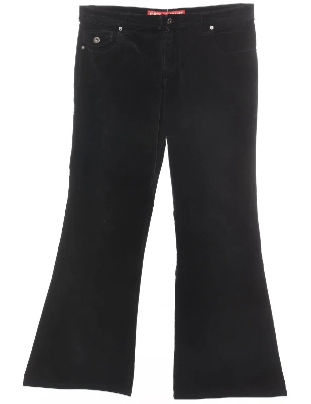 Black Y2K Corduroy Flared Trousers - W32 L31 Trousers Designer Luxury