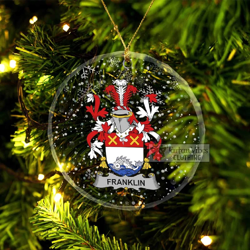 Franklin Irish Clan Christmas Glass Ornament with Coat of Arms Buttoned Toggled Snapped Franklin Irish Clan Christmas Glass Ornament with Coat of Arms Buttoned Toggled Snapped