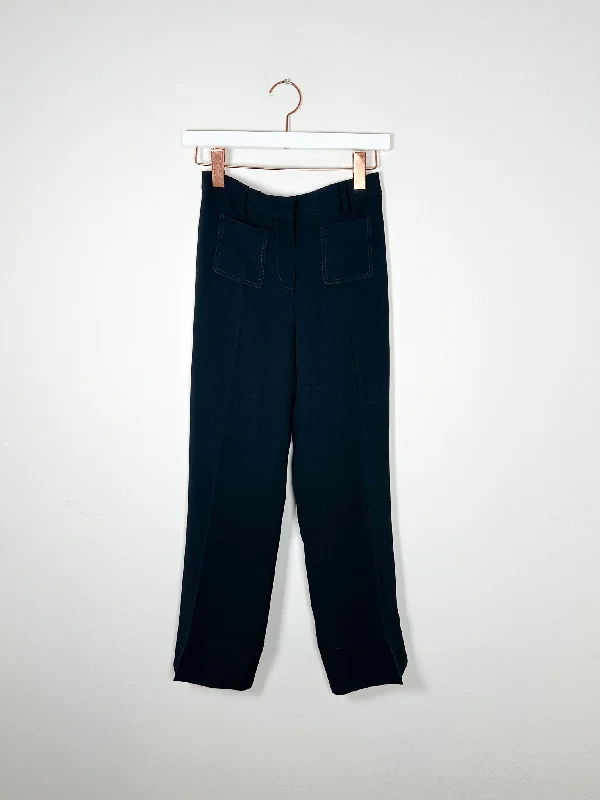 Nº 21 - Woven Trouser - Black Wide Leg Loose Fit Mid Waist