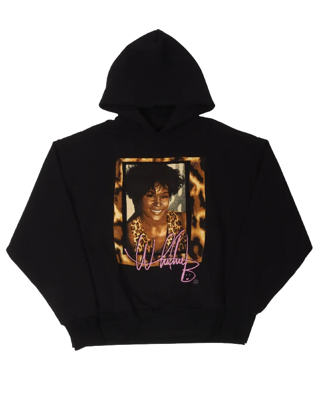 Reworked Vintage Whitney Houston Hoodie Hoodie with Front Slit Layering Stylish