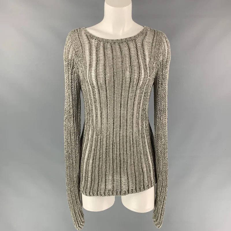 MILLY Size S Grey Knitted Cotton / Acrylic Oversized Pullover dolman Sleeve Top