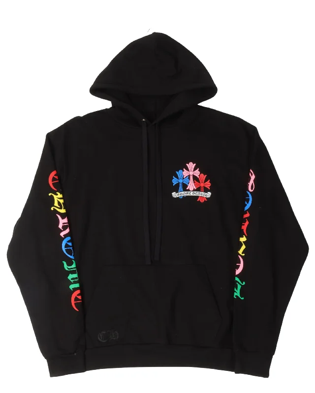 Multicolor Cemetery Cross Hoodie Hoodie with Color Block Contrast Stylish