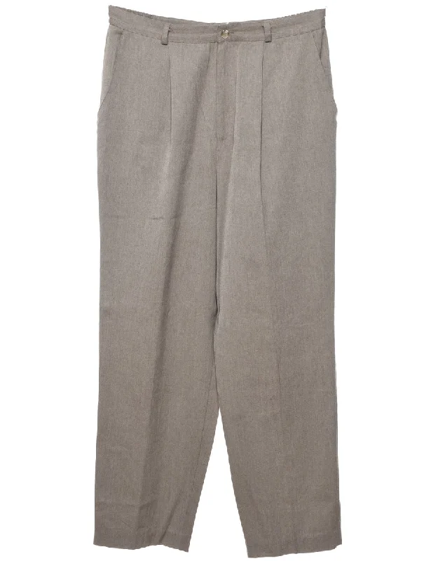 Briggs Grey Tapered Pleated Trousers - W32 L29 Trousers fashionable trendy