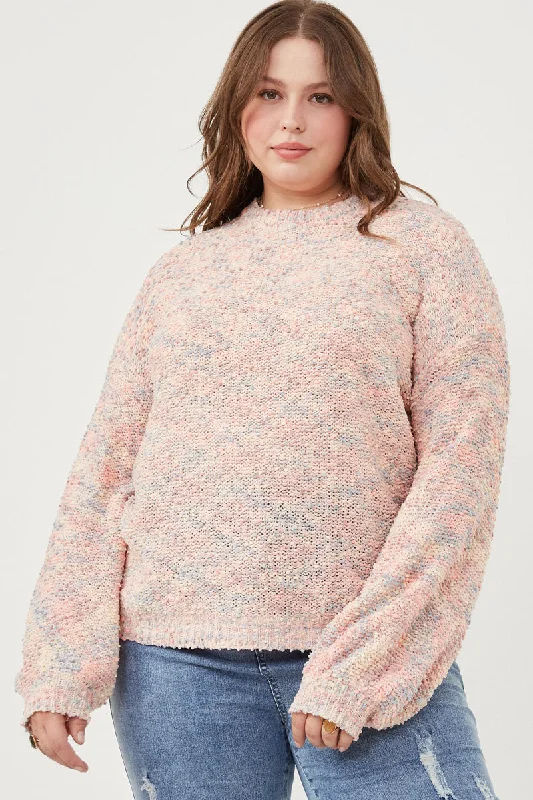 Confetti Knit Puff Sleeve Pullover Sweater Sabrina Neck Pullover