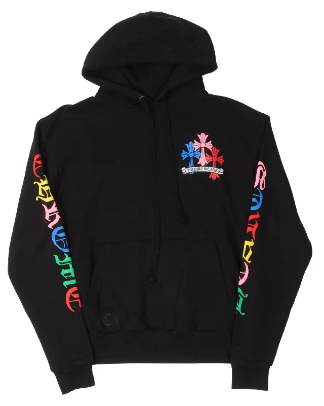 Multicolor Cross Hoodie Hoodie with Typography Text Message