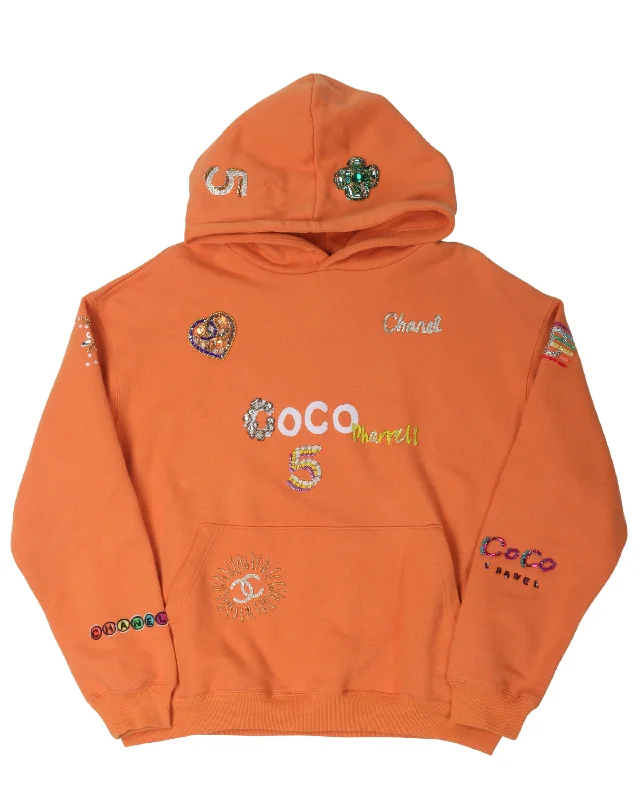 Pharrell Embroidered Logo Hoodie Hoodie with Drop Shoulder Relaxed Streetwear