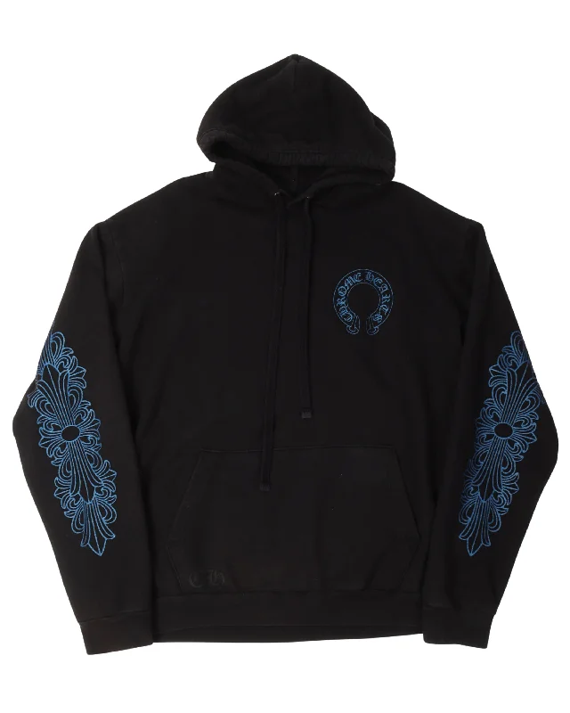 Friends & Family Blue Logo Hoodie Hoodie with Hem Embroidery Detailed Premium