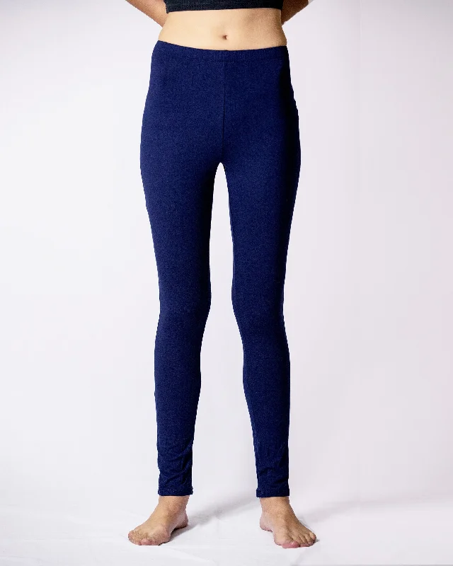 Womens Solid Color Yoga Leggings in Navy Fashionable Moisture-Wicking Leggings