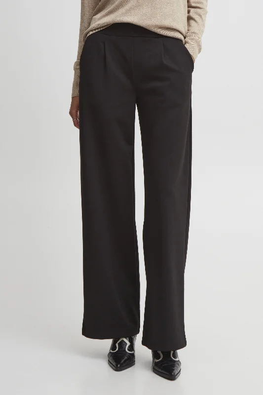 RIZETTA WIDE LEG TROUSER (BLACK) Trousers Pleated Formal