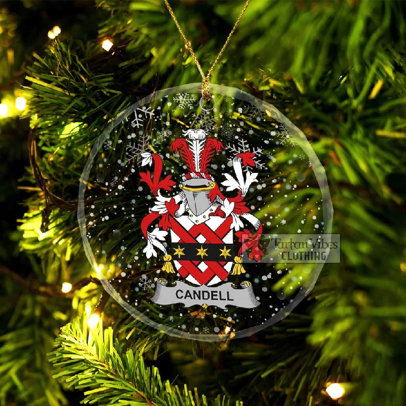 Candell Irish Clan Christmas Glass Ornament with Coat of Arms Solid Print Jacquard