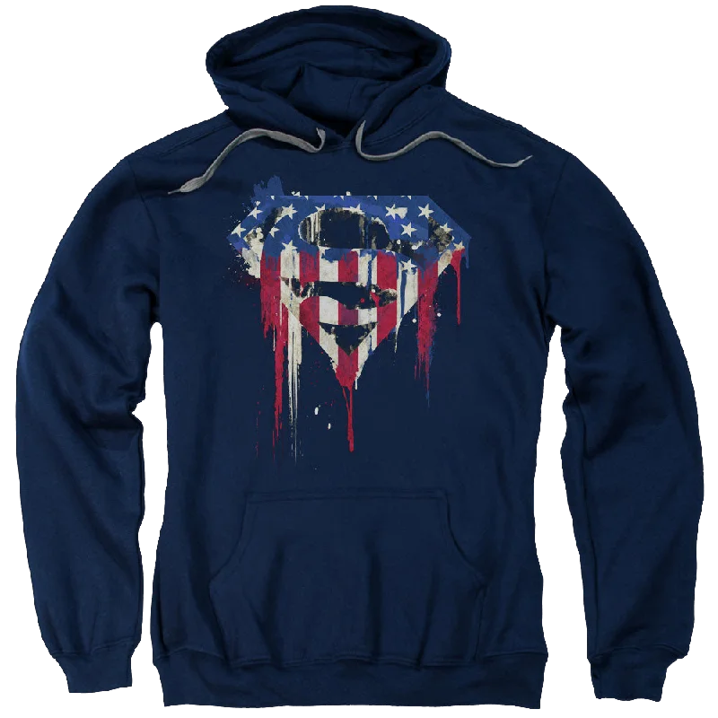 Superman Bleeding Shield - Pullover Hoodie Short Sleeve Top