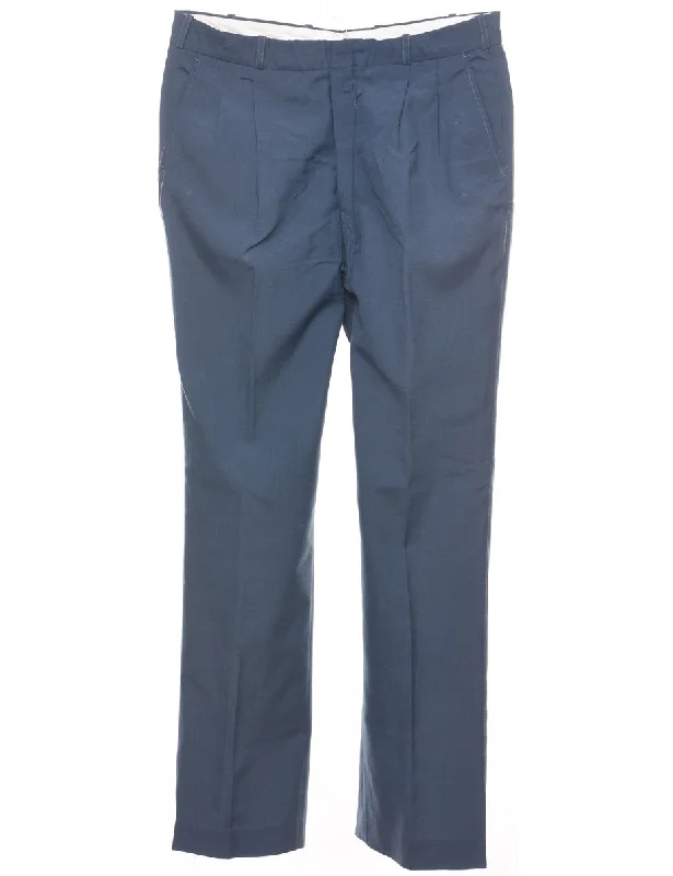 Blue Pleated Detail Trousers - W33 L32 Trousers Favorite Customer