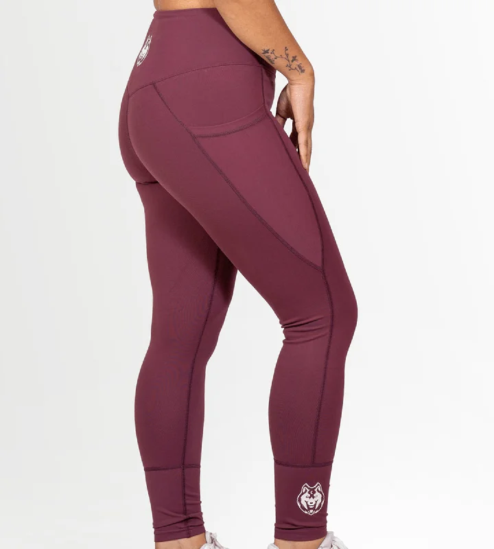 Fitnessfox Deep Pink Full Length Leggings with Pockets Fashionable Leather-Look Leggings